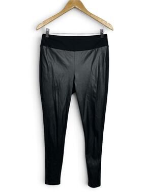 J. McLaughlin Black Faux Leather front High-Rise pants Leggings Medium